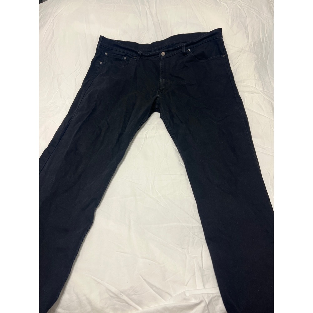 Levis 505 Regular Fit Black Jeans Mens 42x32 Straight Leg Denim Pants